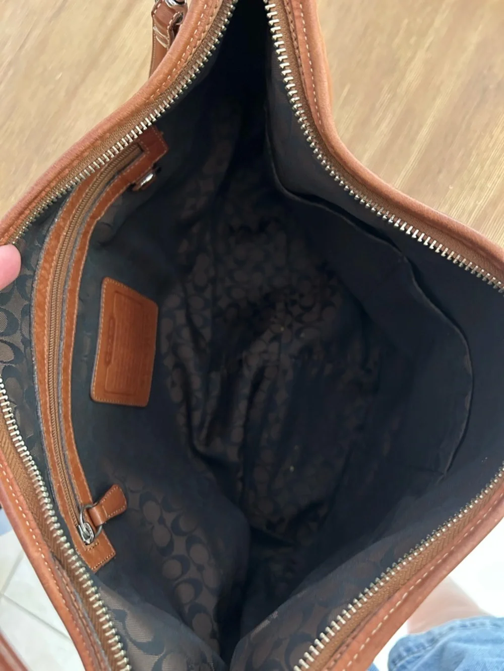 Coach Large Leather Shoulder Bag in Cognac Brown - Picture 3 of 4